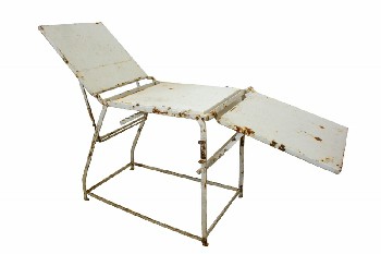 Medical, Table, VINTAGE FOLDING MEDICAL EXAMINATION TABLE, ADJUSTABLE LEVELS, 6FT WIDE WHEN FOLDED OUT COMPLETELY - Condition Not Identical To Photo, No Longer Rusty Or Aged, METAL, WHITE
