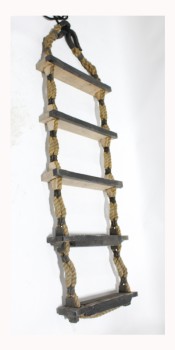 Ladder, Rope, 5 WOOD STEPS, CONNECTED W/RUBBER & ROPE, APPROX. 64