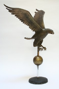 Decorative, Bird, FINIAL,EAGLE & BALL, AGED, METAL, GOLD