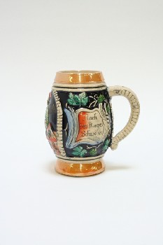 Drinkware, Stein, GERMAN, MAN HOLDING PITCHER & CUP, PORCELAIN, MULTI-COLORED