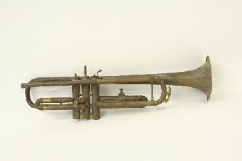 Music, Brass, TRUMPET, WIND INSTRUMENT, INCOMPLETE / MISSING PARTS, AGED, DISTRESSED, METAL, BRASS