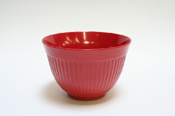 Bowl, Kitchen, ROUND W/GROOVES,TAPERED, PLASTIC, RED