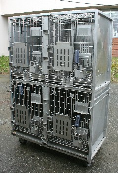 Cage, Laboratory, UNIT W/4 LARGE/PRIMATE SIZED LAB ANIMAL CAGES, 9