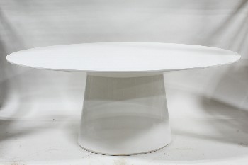Table, Dining, MODERN HIGH GLOSS LACQUER, OVAL TOP, FLARED OVAL BASE, WOOD, WHITE