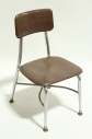 Chair, Child's, VINTAGE, SMALL, KID SIZE, PLAIN SEAT & BACK, METAL LEGS, SCHOOL / DAYCARE ETC., STACKABLE, PLASTIC, BROWN