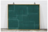 Board, Pin, FRAMED BOARD,GREEN TEXTURED FABRIC, LOOKS AGED AROUND POSTERS, FABRIC, GREEN
