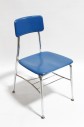 Chair, Stackable, VINTAGE, PLAIN SEAT & BACK, METAL LEGS *This One Has Different Legs/Base* , PLASTIC, BLUE