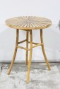 Table, Cafe, ROUND TOP W/BROWN & BLACK STARBURST, FLARED LEGS, BAMBOO, BROWN