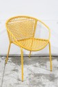 Chair, Stackable, ROUND SEAT W/ARMS, PLASTIC WEAVE, METAL FRAME, METAL, YELLOW
