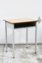 Desk, Student, SCHOOL/STUDENT,LIGHT COLOURED LAMINATE DESK TOP W/CUBBY, GREY METAL LEGS - Condition/Chipped Areas Slightly Different On All Desks , METAL, GREY