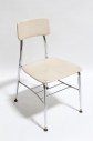 Chair, Stackable, VINTAGE, PLAIN SEAT & BACK, METAL LEGS, PLASTIC, BEIGE