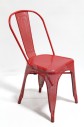 Chair, Dining, MODERN,PERFORATED,IRON POWDER COATED, VINTAGE INDUSTRIAL STYLE W/CURVED BACK, STACKABLE, METAL, RED
