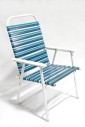 Chair, Folding, VINTAGE OUTDOOR/LAWN, GREEN & BLUE VINYL BANDS, PLASTIC ARMS, WHITE TUBULAR FRAME, VINYL, WHITE