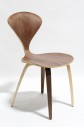 Chair, Dining, MODERN, WALNUT/OAK, BENT LEGS, ROUNDED SEAT BACK, WOOD, BROWN