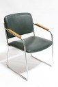 Chair, Client, VINTAGE, VINYL SEAT, CHROME FRAME, WOOD ARMS, VINYL, GREEN