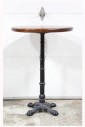 Table, Cafe, BISTRO / PUB HEIGHT, 29.5" DIAM ROUND WOOD TOP (2" THICK), HEAVY ORNATE IRON BASE (16x16"), IRON, BLACK