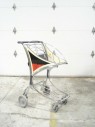 Airport, Misc, AIRPORT PASSENGER LUGGAGE CART/BAGGAGE TROLLEY W/CHILD SEAT, METAL, SILVER