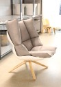 Chair, Lounge, MODERN, LOUNGE, LOW BACK, DIVIDED PORTION DOWN CUSHION SEATING, NATURAL ASH WOOD LEGS, FIBERGLASS, GREY