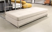 Bench, Misc, MODERN, DAYBED, TUFTED UPHOLSTERY IN WHEAT, CHROME FINISH FRAME, EILEEN GRAY, FABRIC, BEIGE