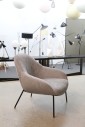 Chair, Armchair, MODERN, LOUNGE, CURVED BACK, LOW ARM REST, BLACK METAL LEGS, FABRIC, GREY