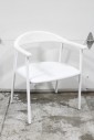 Chair, Side, MODERN STYLE, WHITE PAINTED BENTWOOD SEAT BACK & ARMS, METAL TUBULAR LEGS, LEATHER PADDED SEAT, WOOD, WHITE