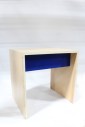 Bench, Misc, SMALL SEAT, STOOL, SIDE TABLE OR SIMILAR, PLAIN W/DARK BLUE STRETCHER, WOOD, BEIGE
