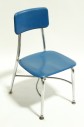 Chair, Child's, VINTAGE, SMALL, KID SIZE, PLAIN SEAT & BACK, METAL LEGS, SCHOOL / DAYCARE ETC., STACKABLE, PLASTIC, BLUE