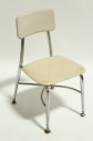 Chair, Child's, VINTAGE, SMALL, KID SIZE, PLAIN SEAT & BACK, METAL LEGS, SCHOOL / DAYCARE ETC., STACKABLE, PLASTIC, BEIGE