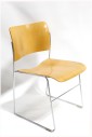 Chair, Side, MIDCENTURY MODERN MOULDED PLYWOOD, CHROME METAL FRAME, NO ARMS, STACKABLE, WOOD, BROWN