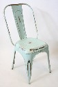Chair, Cafe, "TOLIX MODEL A" INDUSTRIAL STYLE MOLDED STEEL, ARMLESS, AGED/DISTRESSED , METAL, BLUE
