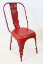 Chair, Cafe, "TOLIX MODEL A" INDUSTRIAL STYLE MOLDED STEEL, ARMLESS, AGED/DISTRESSED , METAL, RED