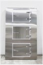 Medical, Morgue, MORGUE DOOR, STAGE FLAT, PANEL W/STAINLESS FINISH & 3 FAKE DRAWERS, 20 GAUGE BRUSHED STAINLESS, HEAVY DUTY INDUSTRIAL HARDWARE - Add Aluminum Trim Between Panels For Seamless Look For Morgue Wall, STAINLESS STEEL, SILVER