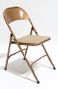 Chair, Folding, BROWN VINYL SEAT W/GRID PATTERN , METAL, COPPER