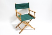 Chair, Folding, DIRECTOR, GREEN CANVAS SEAT & BACK, FOLDING BROWN WOOD FRAME, WOOD, GREEN