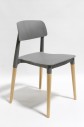 Chair, Dining, MODERN, GREY PLASTIC SEAT & BACK, BEECH LEGS, STACKABLE, PLASTIC, GREY